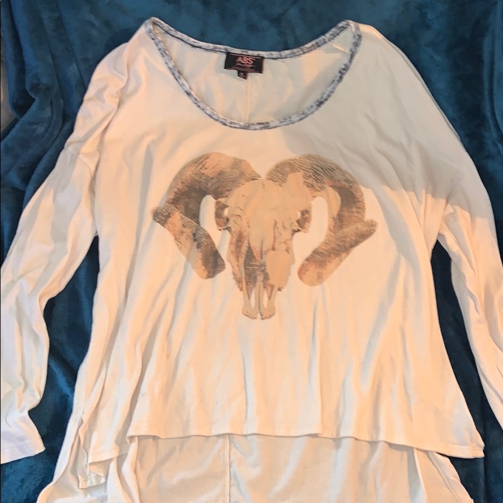 ABS cream colored Long sleeve Ram horns top